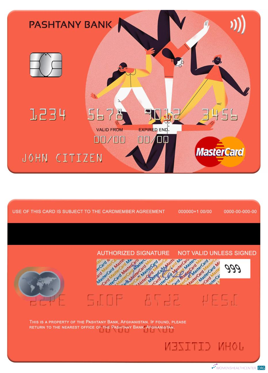 Download Afghanistan Pashtany Bank mastercard Photoshop template